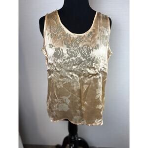 Vintage Tess cream silk floral tank top women's size medium